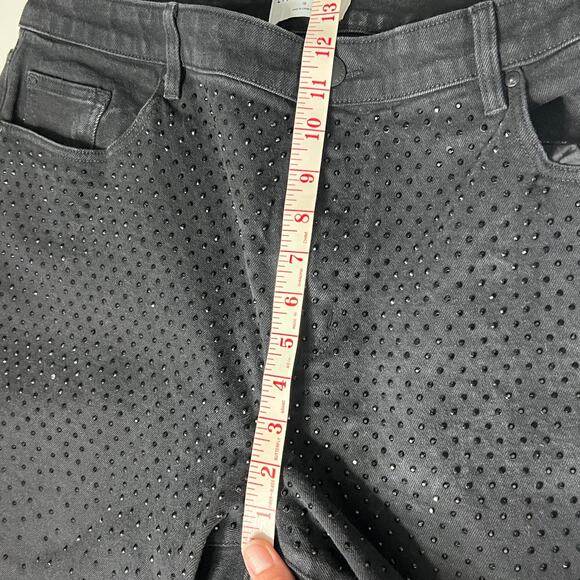 Lane Bryant Black Denim Rhinestone Embellished Jeans Plus Size 18 - Picture 9 of 12